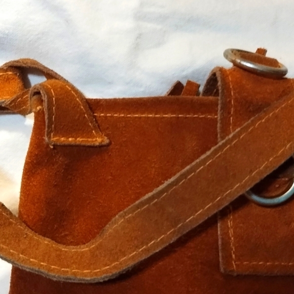Vintage " 1970' s Brown Fringe Suede Shoulder Bag - Picture 3 of 12